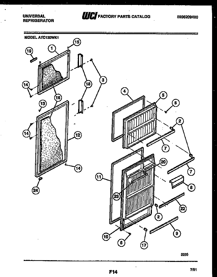 DOOR PARTS Diagram and Parts List for ATC130WKD1  Uni Refrigerator