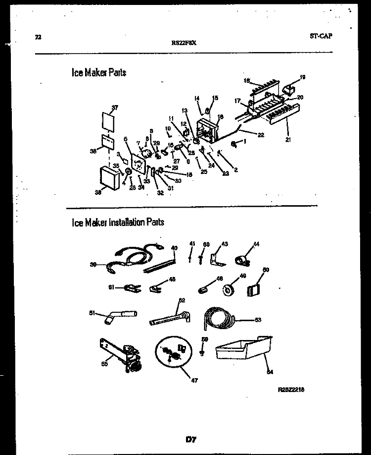 ICE MAKER AND ICE MAKER INSTALLATIO Diagram and Parts List for RS22F8DX1C  Gibson Refrigerator