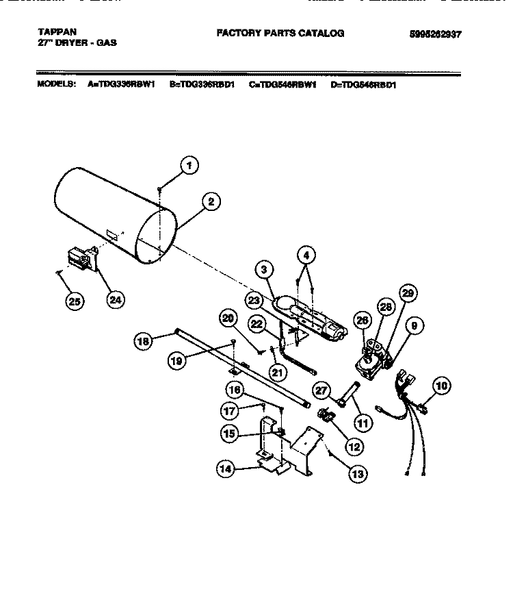 IGNITOR Diagram and Parts List for TDG336RBW1  Tappan Dryer
