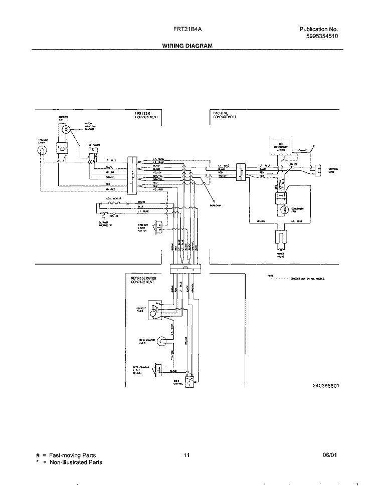 WIRING DIAGRAM Diagram and Parts List for FRT21B4AQ1  Frigidaire Refrigerator