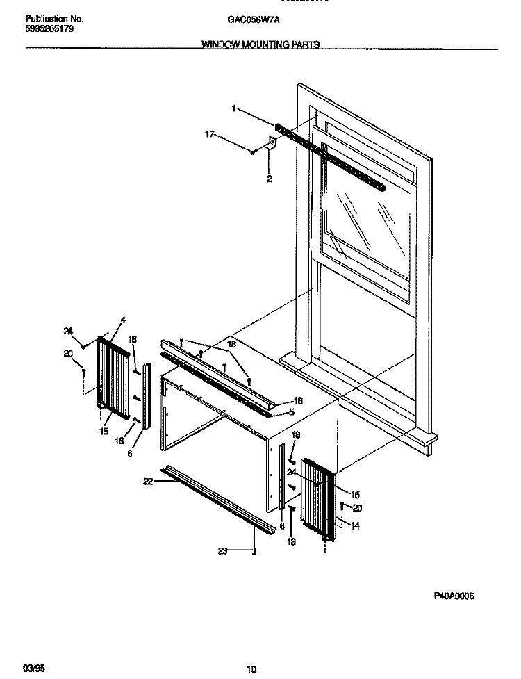 WINDOW MOUNTING PARTS Diagram and Parts List for GAC056W7A2  Gibson Air Conditioner