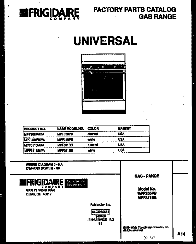 COVER Diagram and Parts List for MPF300BPDA  Uni Range