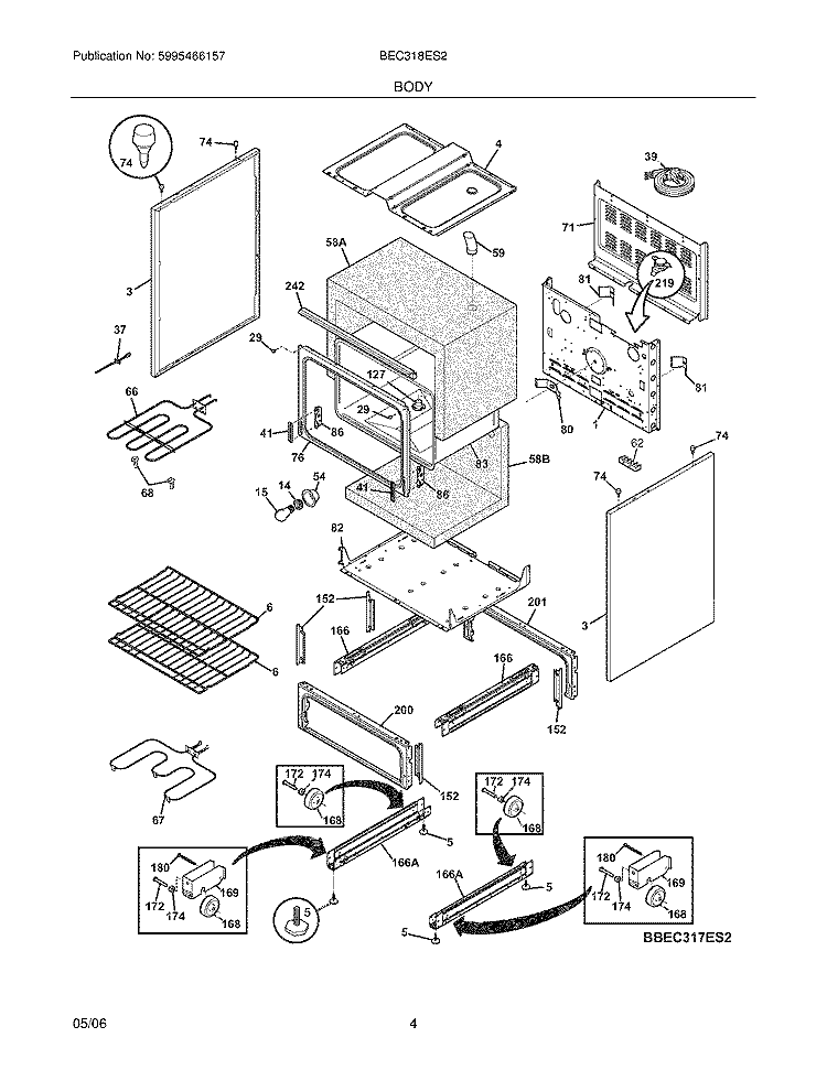 BODY Diagram and Parts List for BEC318ES2  Crosley Range