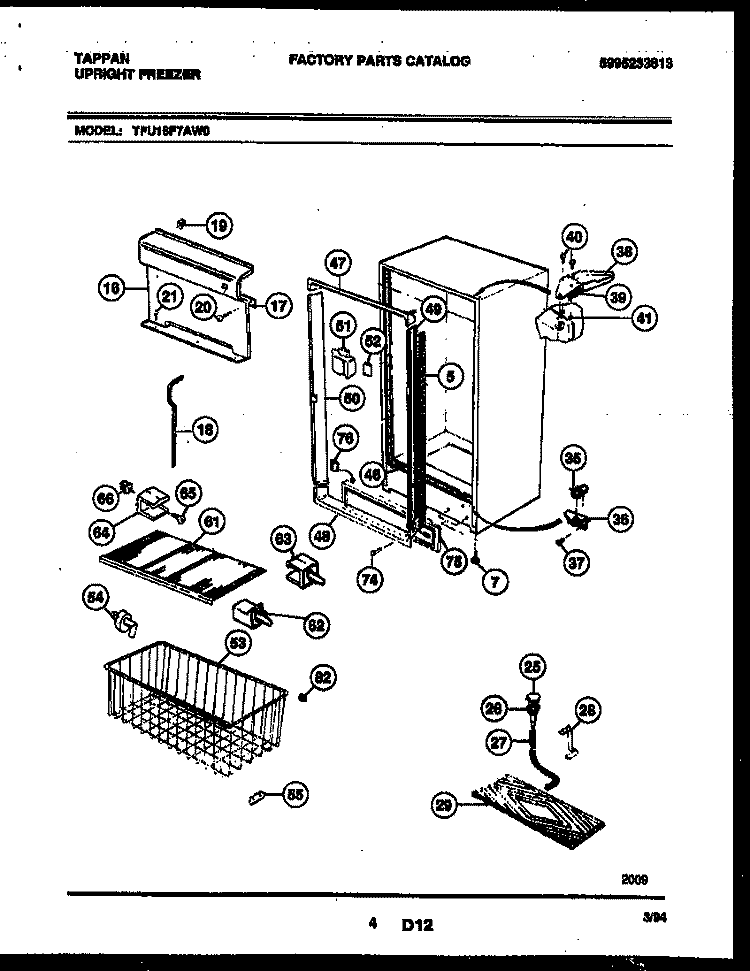 CABINET PARTS Diagram and Parts List for TFU16F7AW0  Tappan Freezer