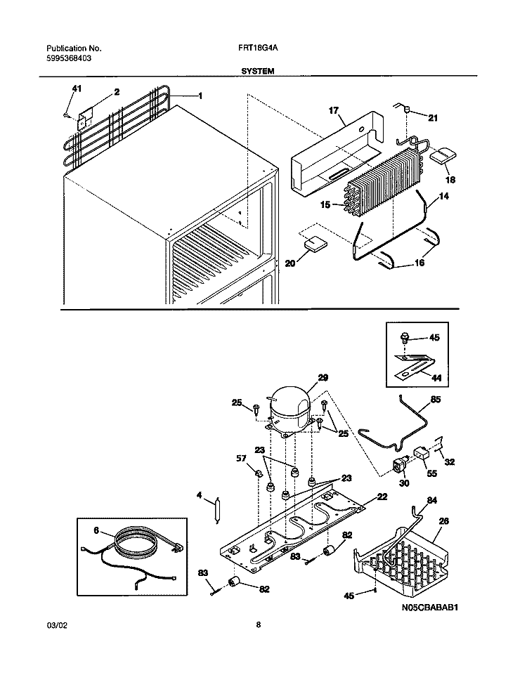 SYSTEM Diagram and Parts List for FRT18G4AQ4  Frigidaire Refrigerator