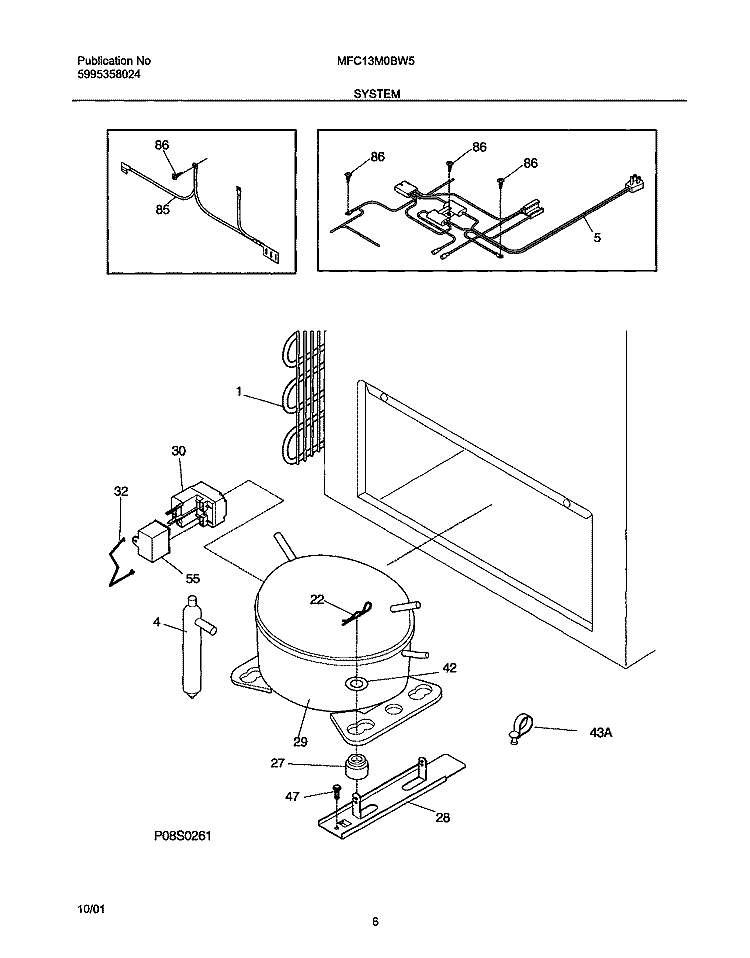 SYSTEM Diagram and Parts List for MFC13M0BW5  Uni Freezer