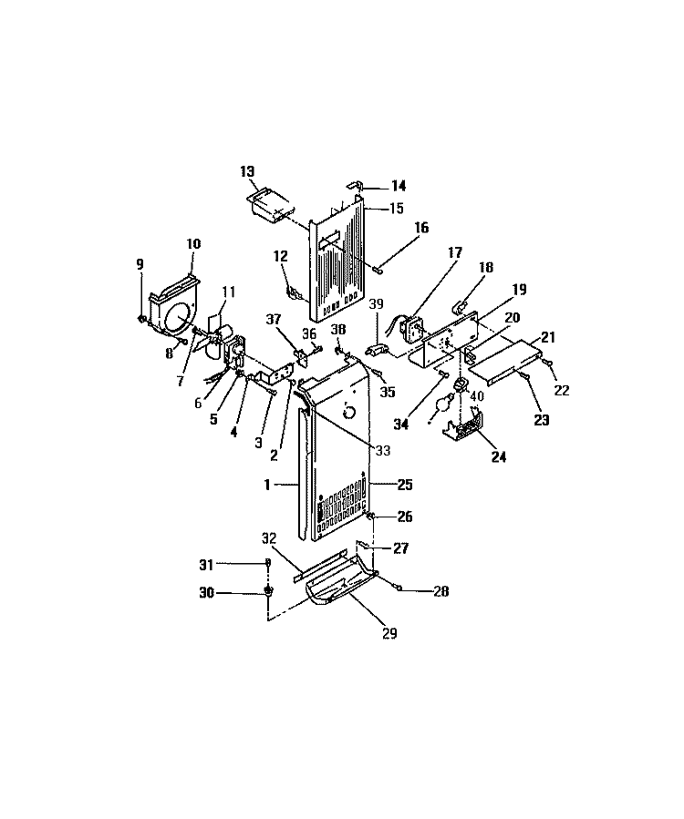 INTERIOR FREEZER COMPARTMENT Diagram and Parts List for FPE26VWCW1  Frigidaire Refrigerator