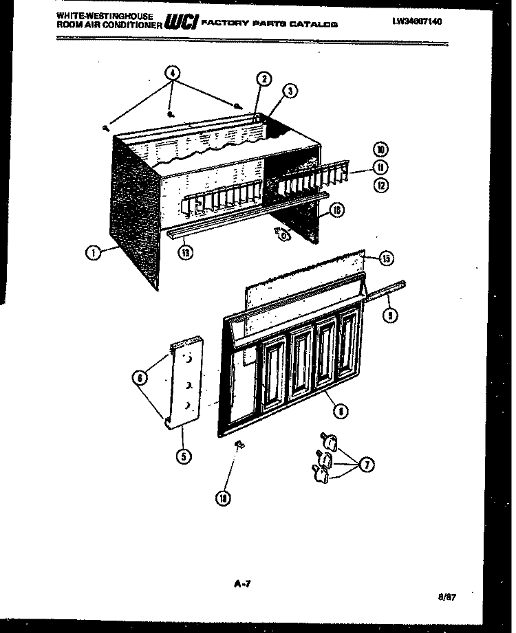 COVER Diagram and Parts List for AL099K1A1  Frigidaire Air Conditioner