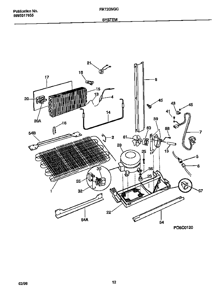 SYSTEM Diagram and Parts List for FRT20NGCWA  Frigidaire Refrigerator