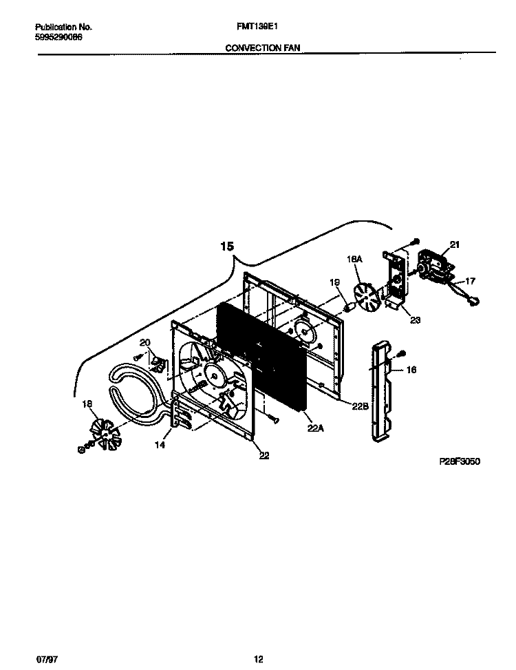 CONVECTION FAN Diagram and Parts List for FMT139E1W0  Frigidaire Microwave