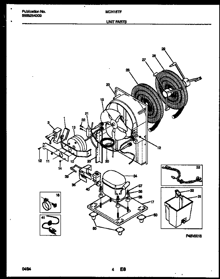UNIT PARTS Diagram and Parts List for MDH15TF1  Frigidaire Dehumidifier