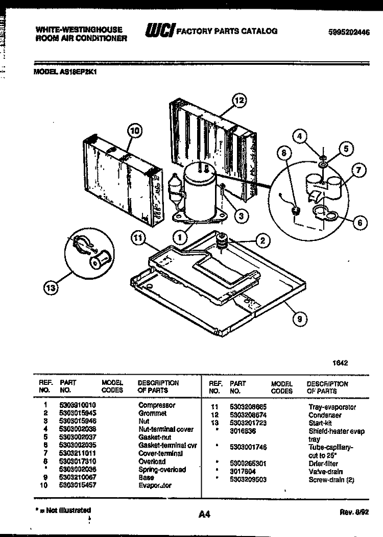SYSTEM PARTS Diagram and Parts List for AS18EP2K1  Frigidaire Air Conditioner