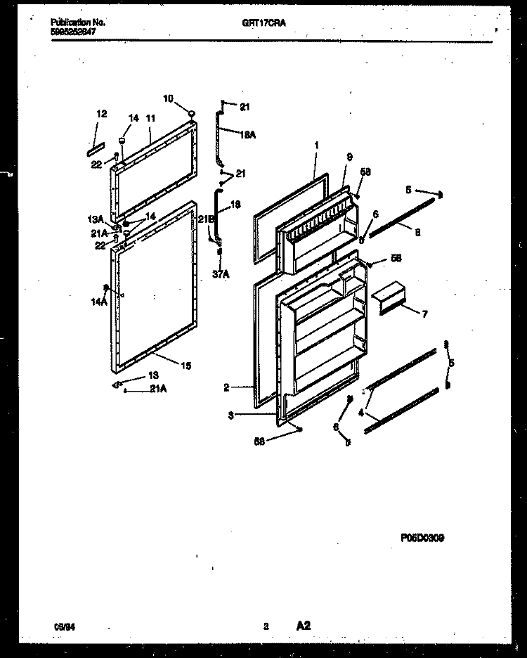 DOOR PARTS Diagram and Parts List for GRT17CRAW0  Gibson Refrigerator