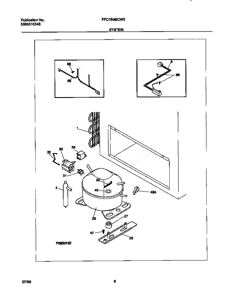 SYSTEM Diagram and Parts List for FFC15M6CW3  Frigidaire Freezer