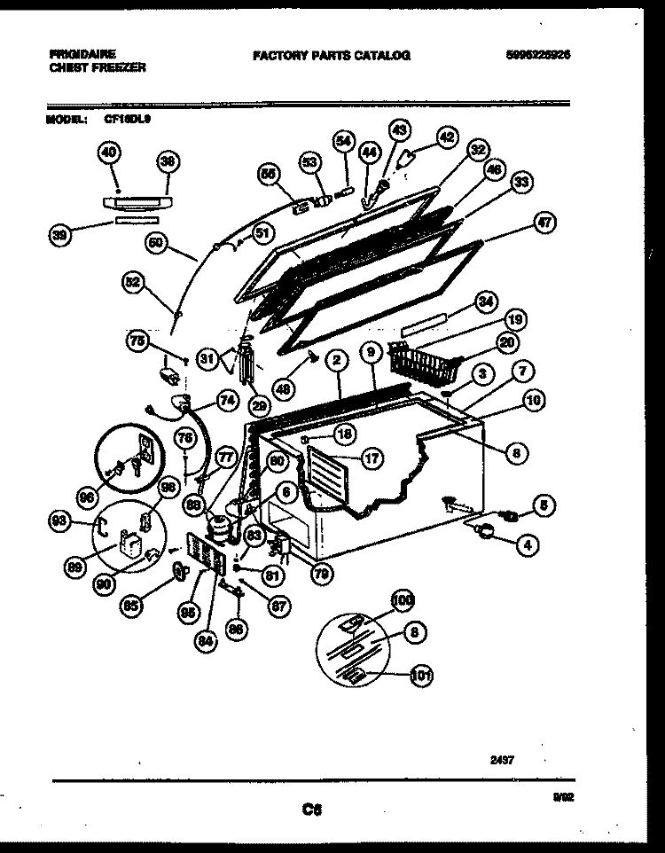 CHEST FREEZER PARTS Diagram and Parts List for CF16DL9  Frigidaire Freezer