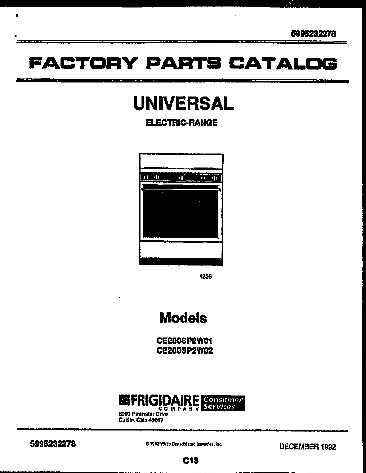 COVER Diagram and Parts List for CE200SP2D2  Frigidaire Cooktop