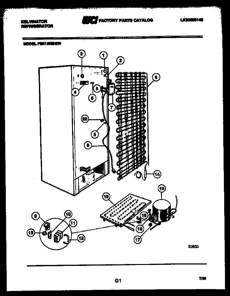 SYSTEM AND AUTOMATIC DEFROST PARTS Diagram and Parts List for FSK190EN2D  Kelvinator Refrigerator