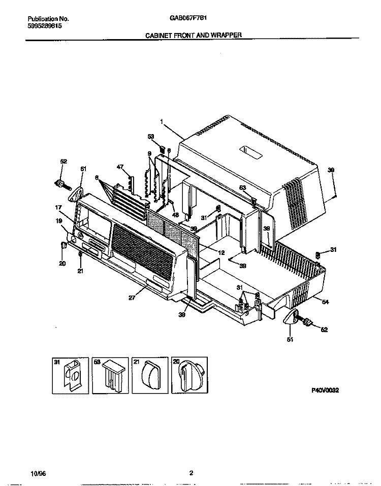 CABINET FRONT AND WRAPPER Diagram and Parts List for GAB067F7B1  Gibson Air Conditioner
