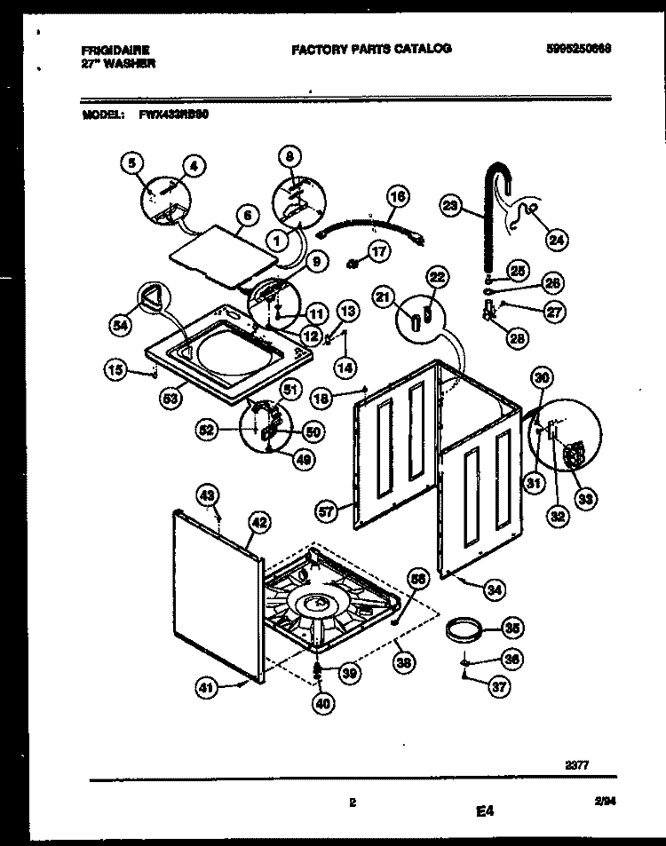 CABINET PARTS Diagram and Parts List for FWX433RBS0  Frigidaire Washer
