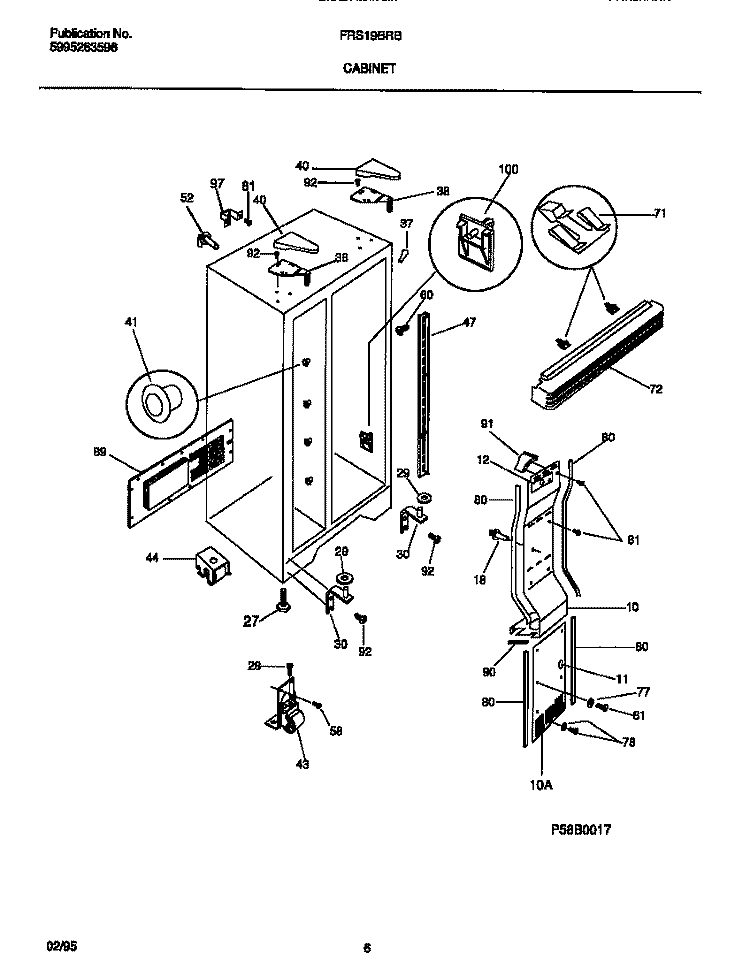 CABINET Diagram and Parts List for FRS19BRBW1  Frigidaire Refrigerator