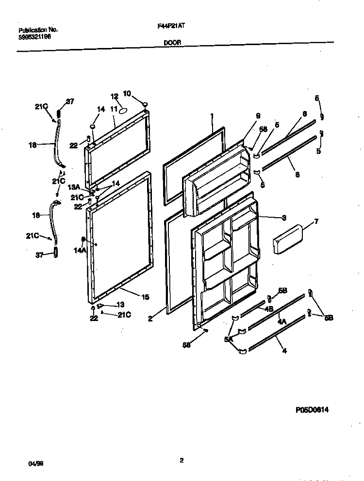 DOORS Diagram and Parts List for F44P21ATD1  Frigidaire Refrigerator