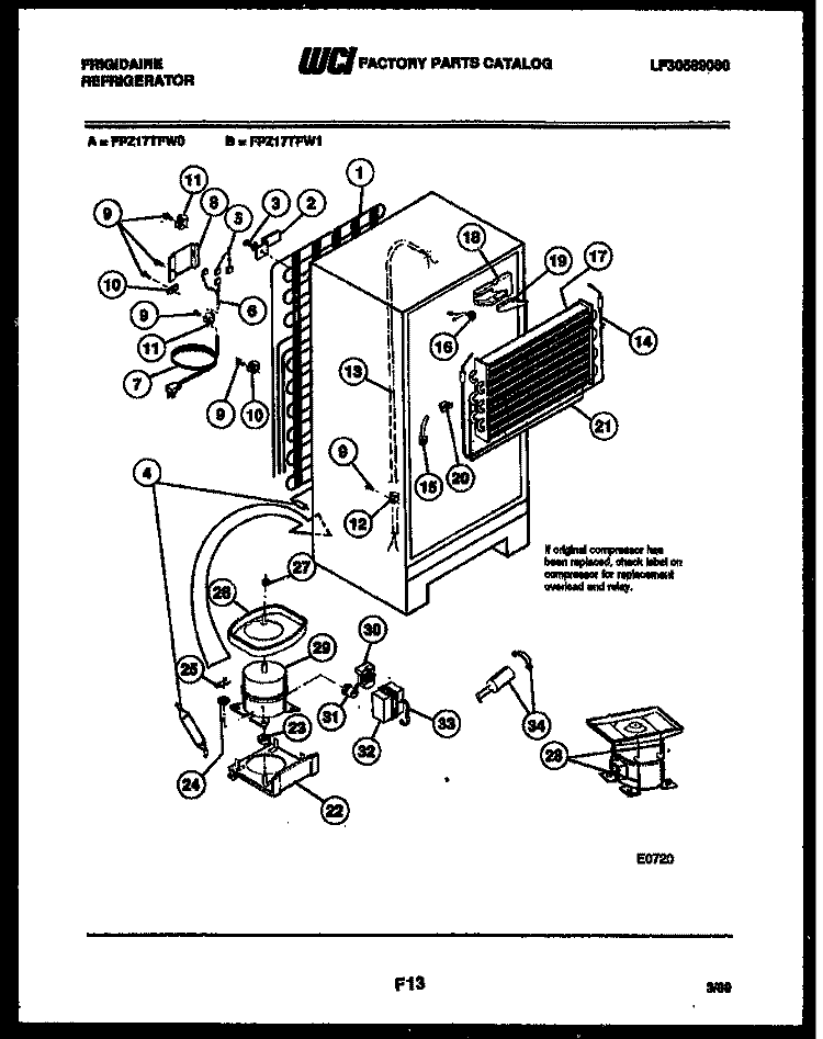 SYSTEM AND AUTOMATIC DEFROST PARTS Diagram and Parts List for FPZ17TFH1  Frigidaire Refrigerator