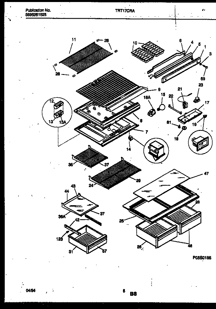 SHELVES AND SUPPORTS Diagram and Parts List for TRT17CRAD0  Tappan Refrigerator