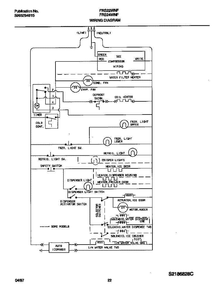 WIRING DIAGRAM Diagram and Parts List for FRS22WNFD1  Frigidaire Refrigerator