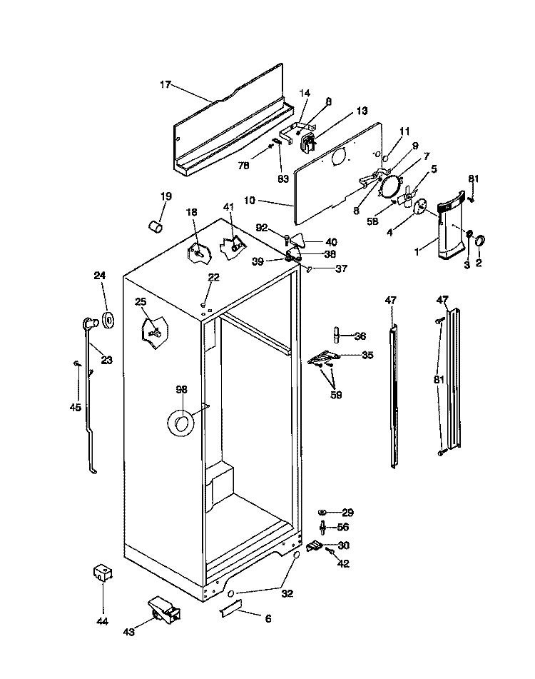 CABINET Diagram and Parts List for MRT18TRCW0  Frigidaire Refrigerator