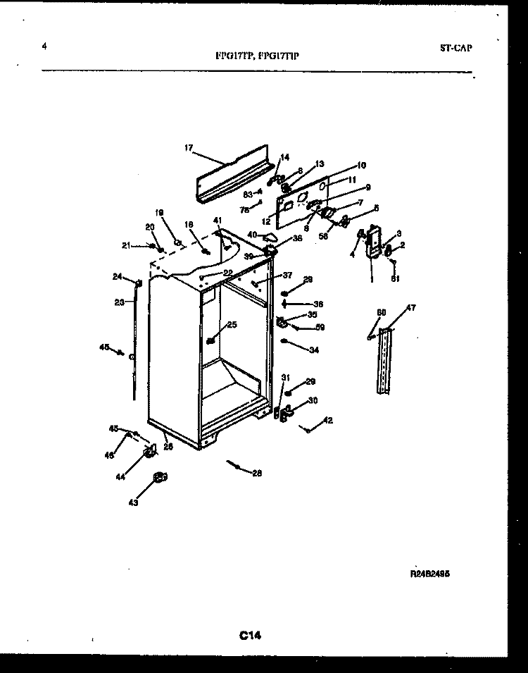CABINET PARTS Diagram and Parts List for FPG17TIPW0  Frigidaire Refrigerator