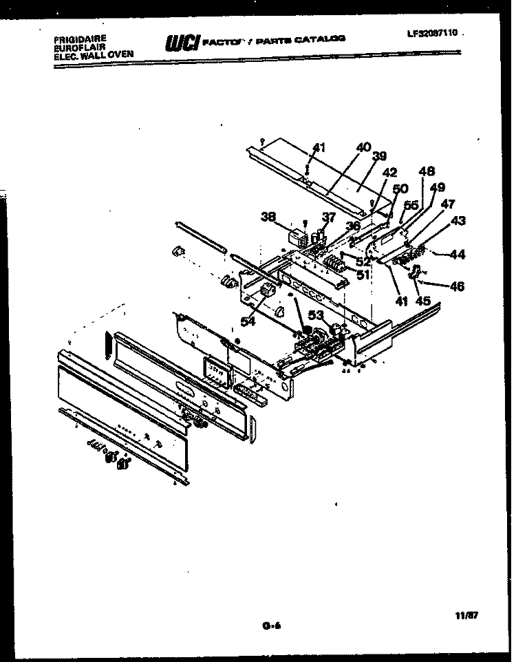 CONTROL PANEL Diagram and Parts List for RGCF94EK  Frigidaire Wall Oven