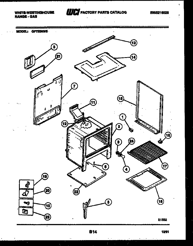 BODY PARTS Diagram and Parts List for GF720NW5  Frigidaire Range