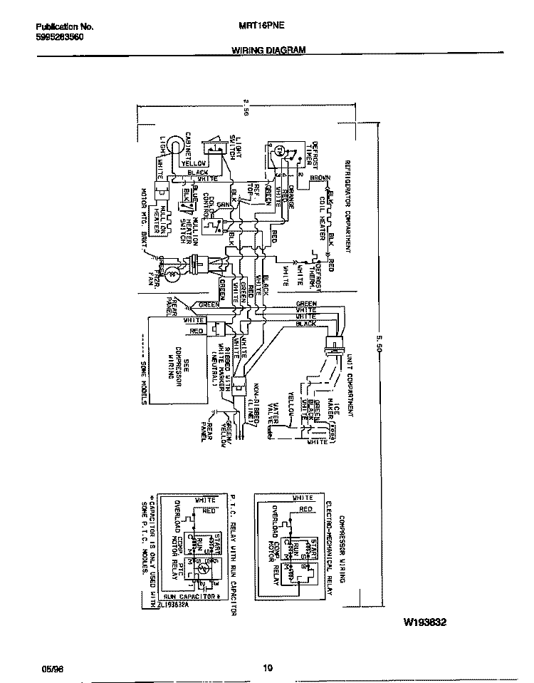 WIRING DIAGRAM Diagram and Parts List for MRT16PNED0  Frigidaire Refrigerator
