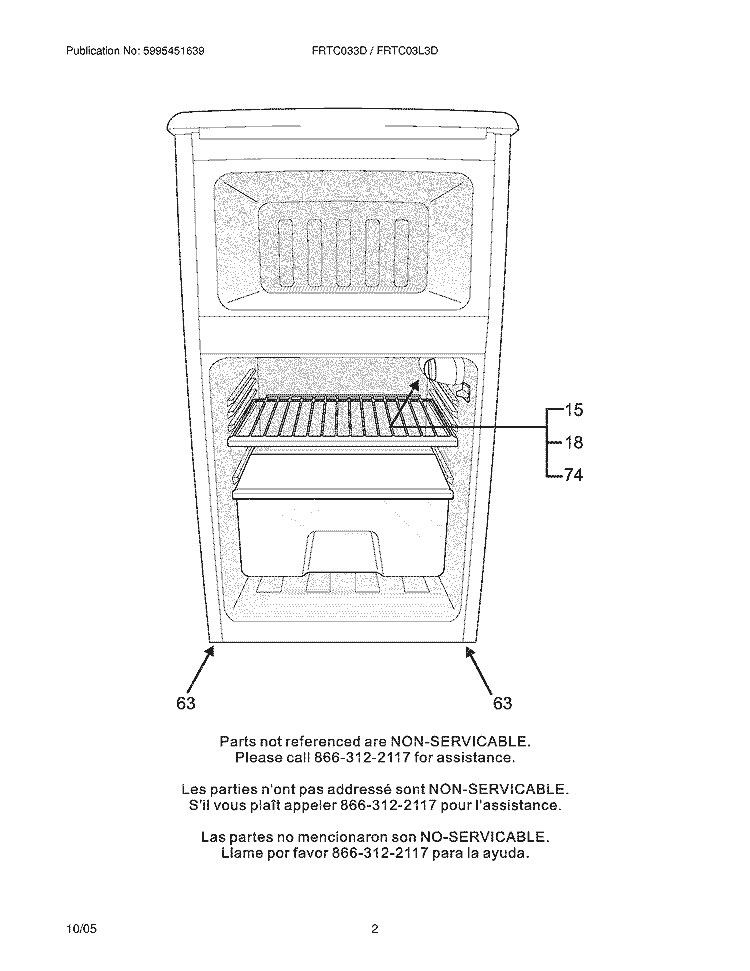 SPARE PARTS Diagram and Parts List for FRTC033DW  Frigidaire Refrigerator