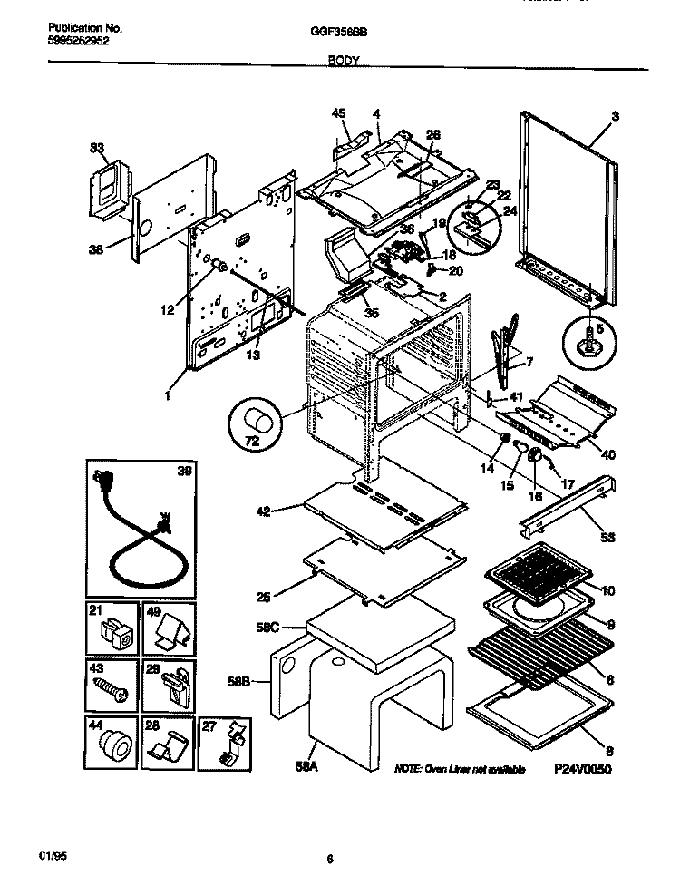 BODY Diagram and Parts List for GGF356BBDB  Gibson Range