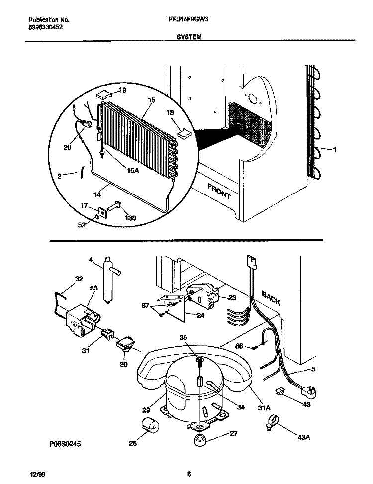 SYSTEM Diagram and Parts List for FFU14F9GW3  Frigidaire Freezer