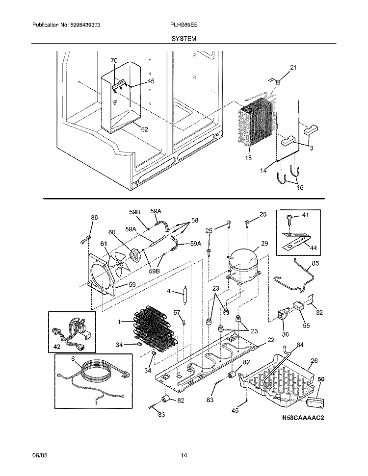 SYSTEM Diagram and Parts List for PLHS69EESS7  Frigidaire Refrigerator