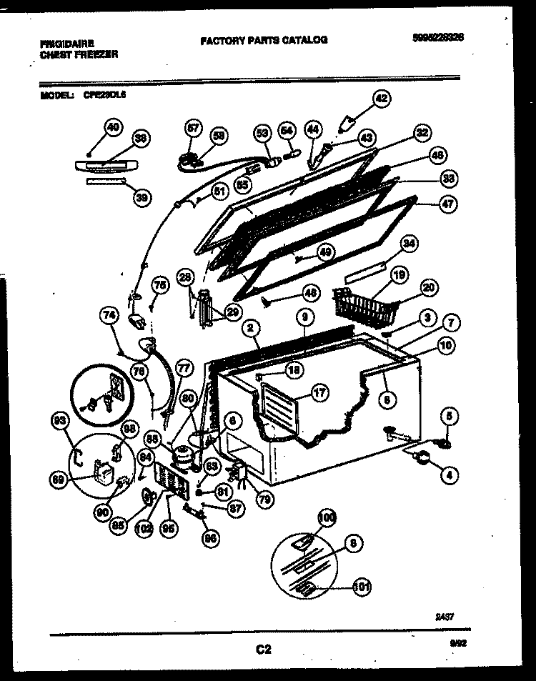 CHEST FREEZER PARTS Diagram and Parts List for CFE23DL6  Frigidaire Freezer