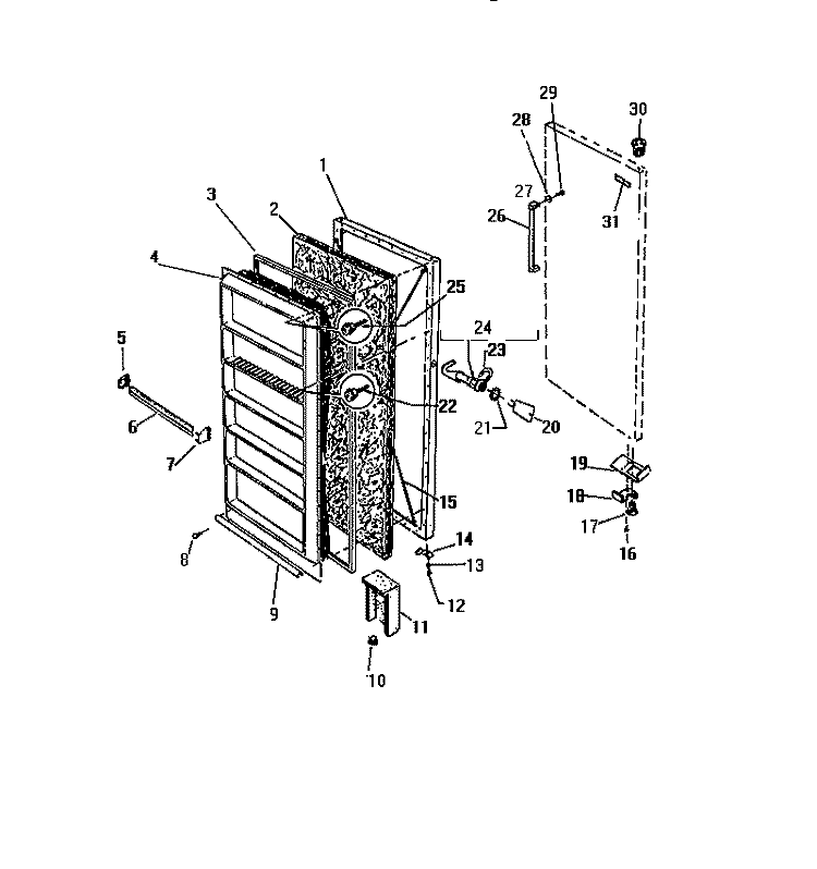 DOOR Diagram and Parts List for FU166HRD2  Frigidaire Freezer