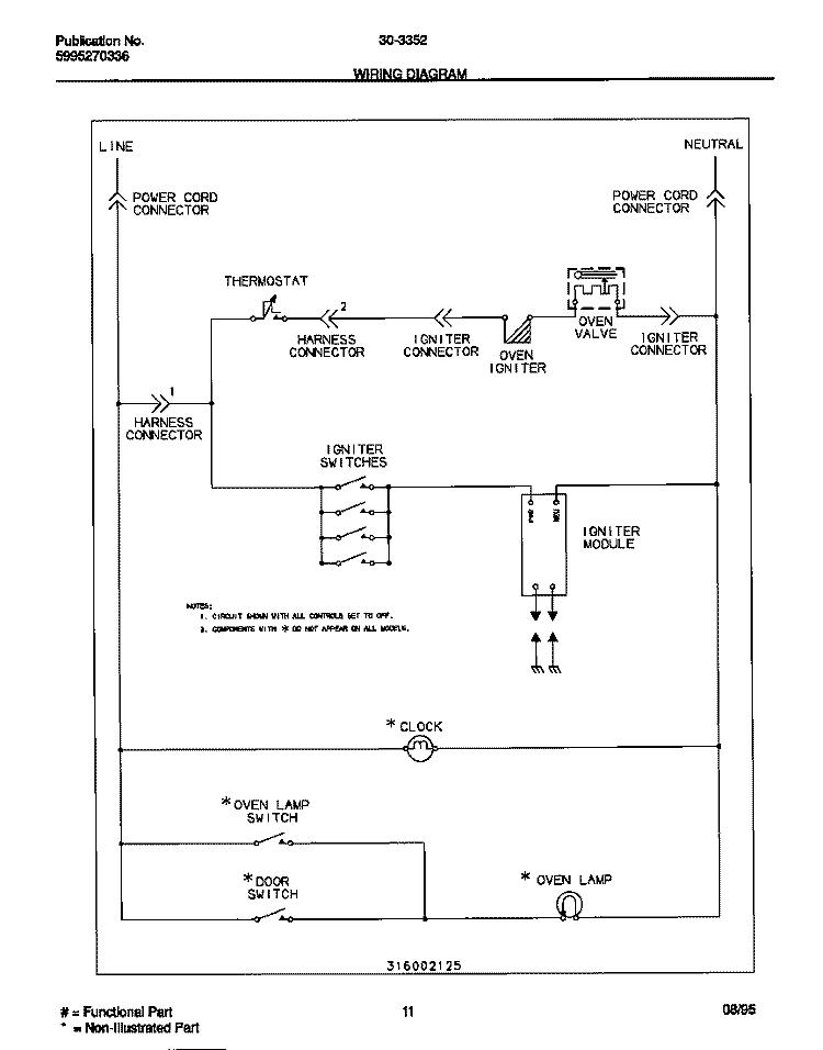 WIRING DIAGRAM Diagram and Parts List for 30-3352-00-04  Tappan Range
