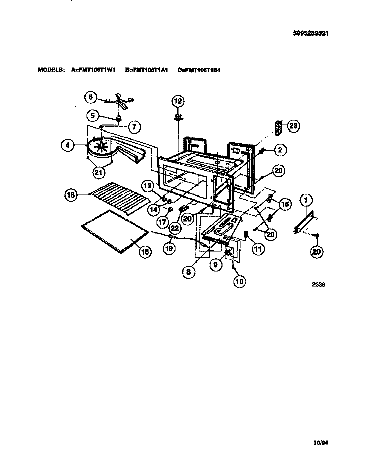 FUNCTIONAL Diagram and Parts List for FMT106T1A1  Frigidaire Microwave