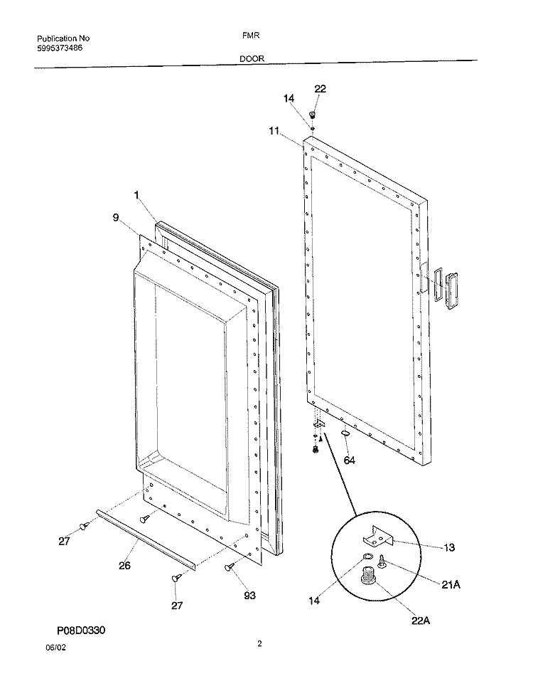 DOOR Diagram and Parts List for FMR10  Electrolux Freezer