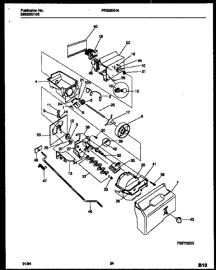 ICE DISPENSER Diagram and Parts List for FRS28XHAB1  Frigidaire Refrigerator