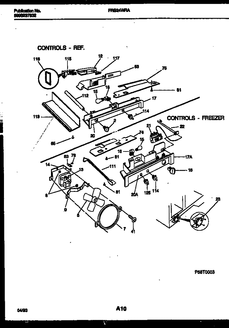 REFRIGERATOR CONTROL ASSEMBLY, DAMP Diagram and Parts List for FRS24WRAD2  Frigidaire Refrigerator