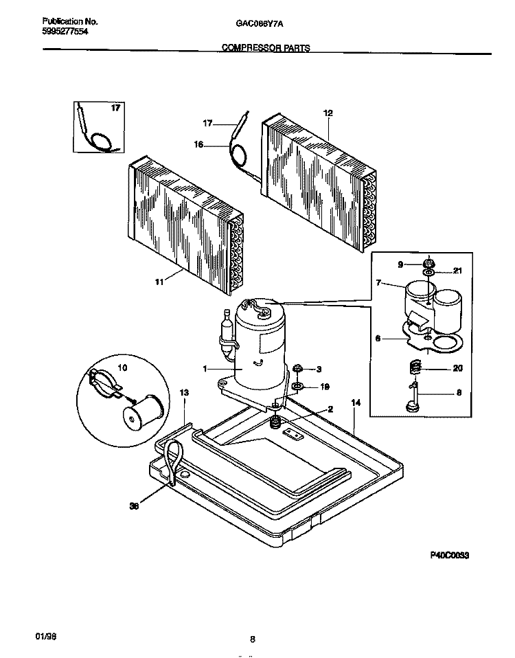 COMPRESSOR PARTS Diagram and Parts List for GAC066Y7A5A  Gibson Air Conditioner