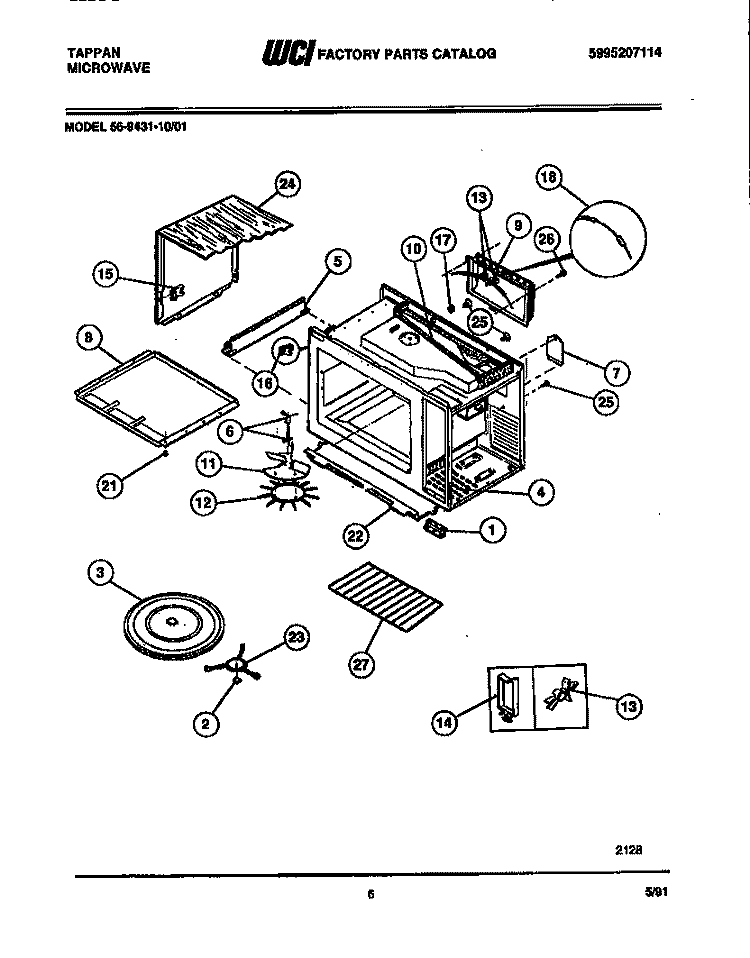 WRAPPER AND BODY PARTS Diagram and Parts List for 56-9431-10-01  Tappan Microwave