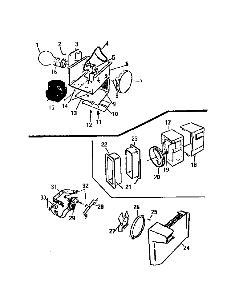 CONTROL & FAN ASSEMBLIES Diagram and Parts List for RS229GCW3  Frigidaire Refrigerator