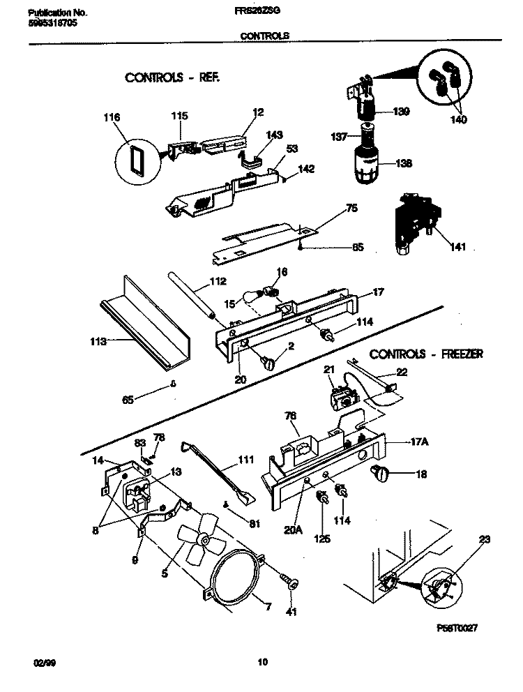 CONTROLS Diagram and Parts List for FRS26ZSGB3  Frigidaire Refrigerator