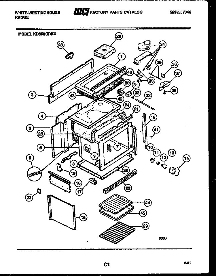 BODY PARTS Diagram and Parts List for KD860GDK4  Frigidaire Range