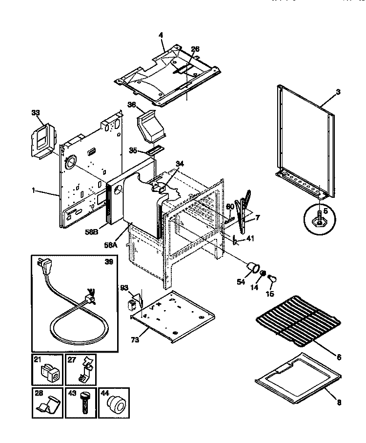 BODY Diagram and Parts List for TGF330WCDA  Tappan Range